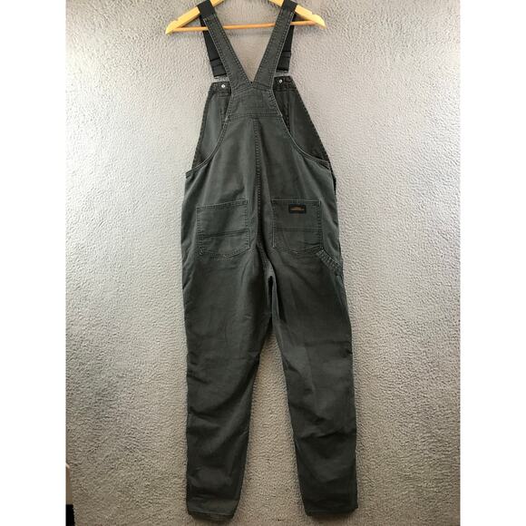 REI Co-op Bib Overalls Womens Size 8 Gray Trailsmith Double Knee Canvas Work - Picture 2 of 11
